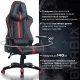 Игровое кресло  "GT Carbon GM-120", две подушки, экокожа, черное/красное, 531931. Фото товара с разных ракурсов.